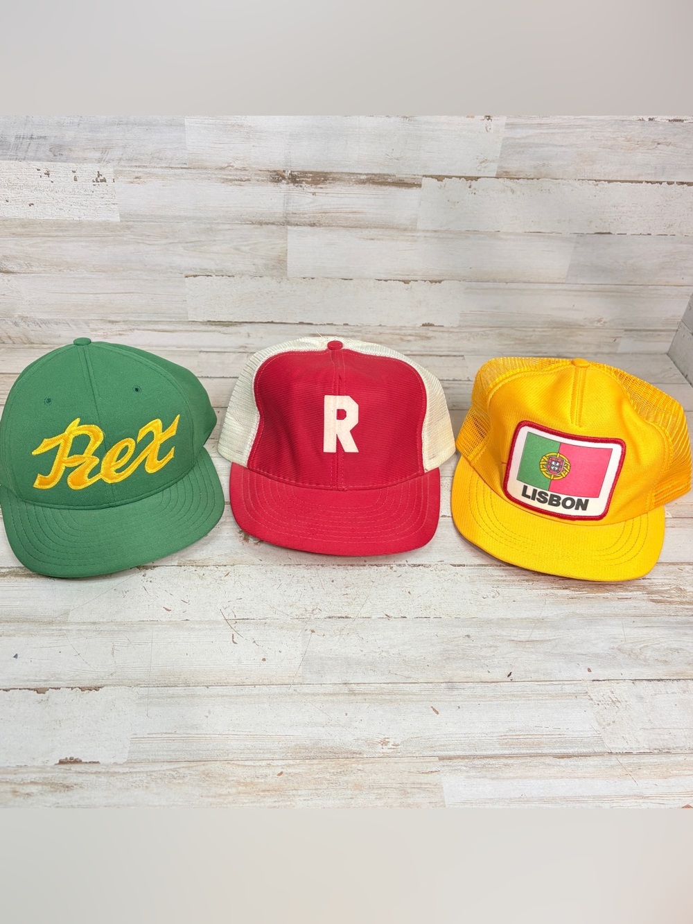 Lot Of 3 Vintage Trucker Hat Snapback Advertising Rex Lisbon Patch Made In USA
